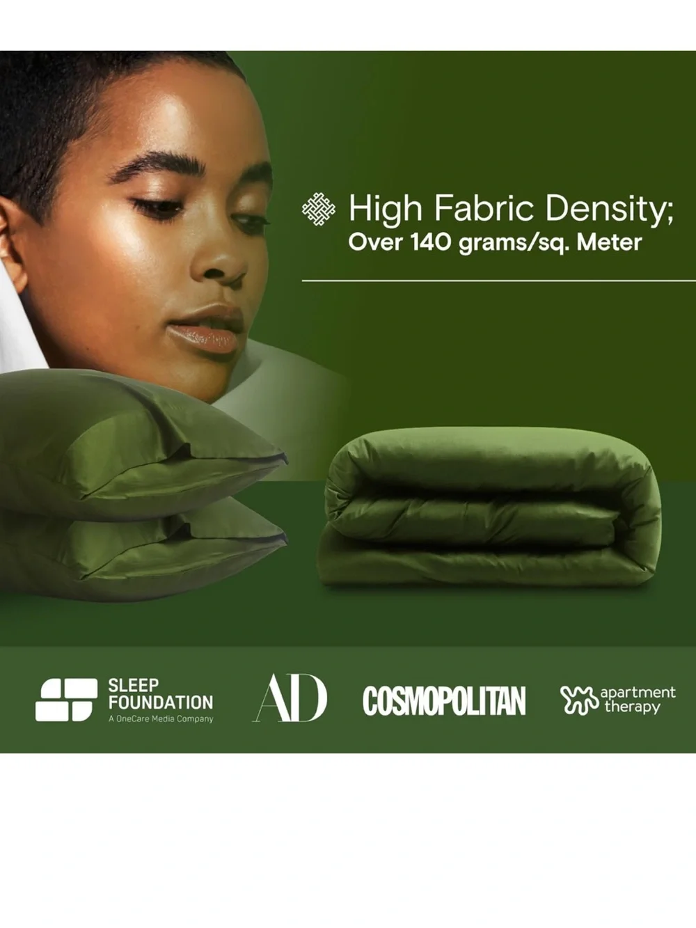 DOZ Duvet Cover Set, 100% Viscose derived from Bamboo, full/queen, forest green